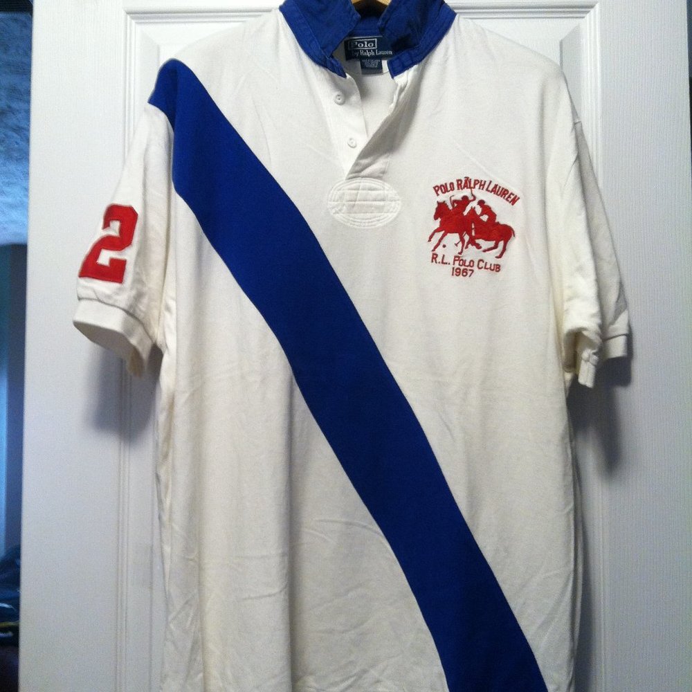 POLO RALPH LAUREN MENS PRE-OWNED WHITE 100%COTTON POLO SHIRT SIZE: L